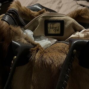 Diane Gal Fur-Trim Brown Satchel